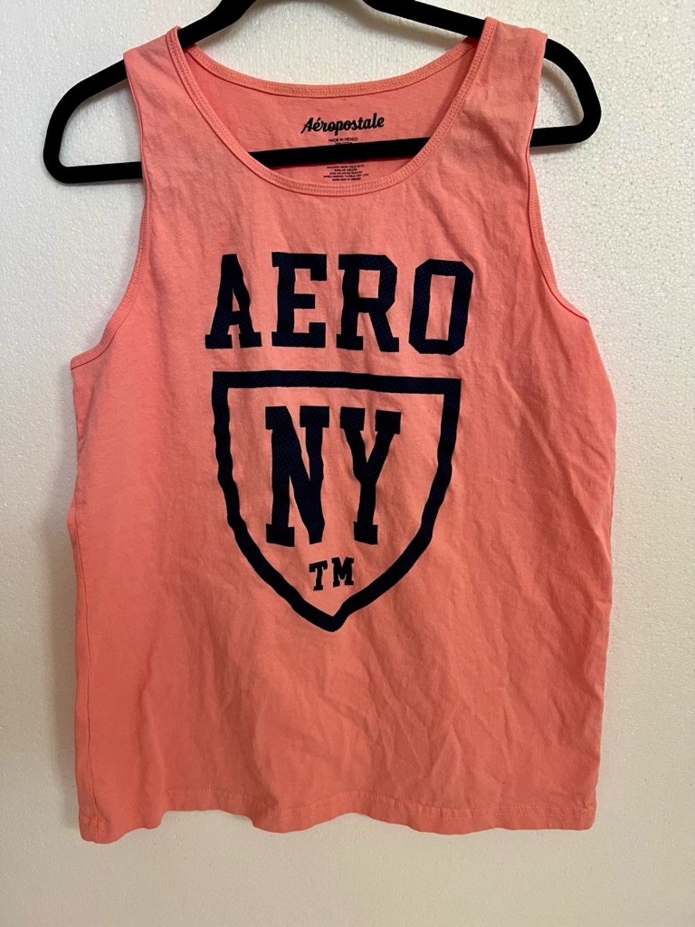 Aeropostale Coral Pink Tank with Navy AERO NY Logo size L